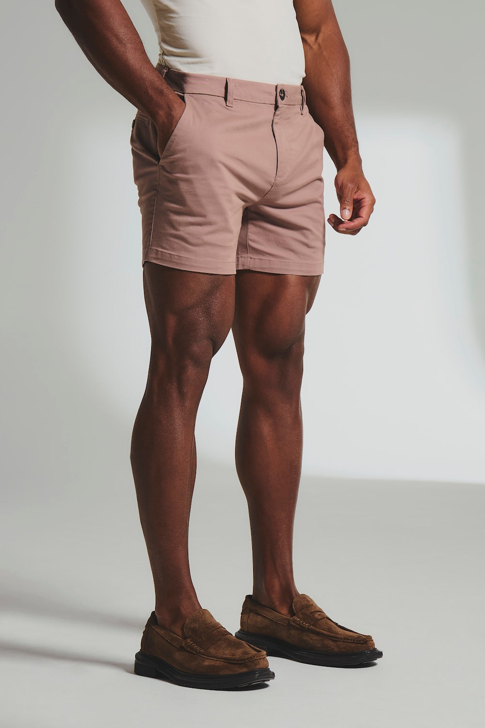 Mens Chino Shorts Slim Fit Stretch Short Inseam Pink