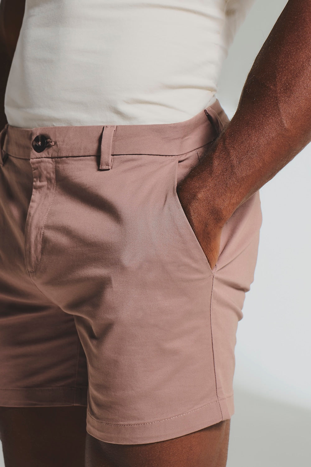 Mens Chino Shorts Slim Fit Stretch Short Inseam Pink