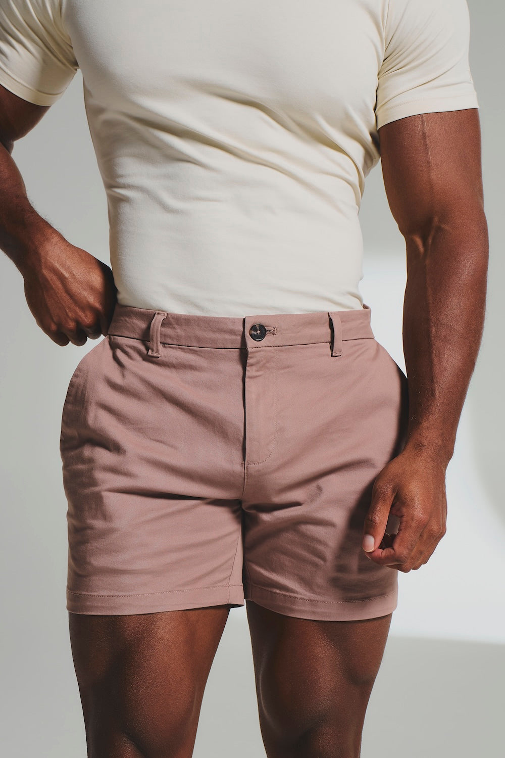 Mens Chino Shorts Slim Fit Stretch Short Inseam Pink