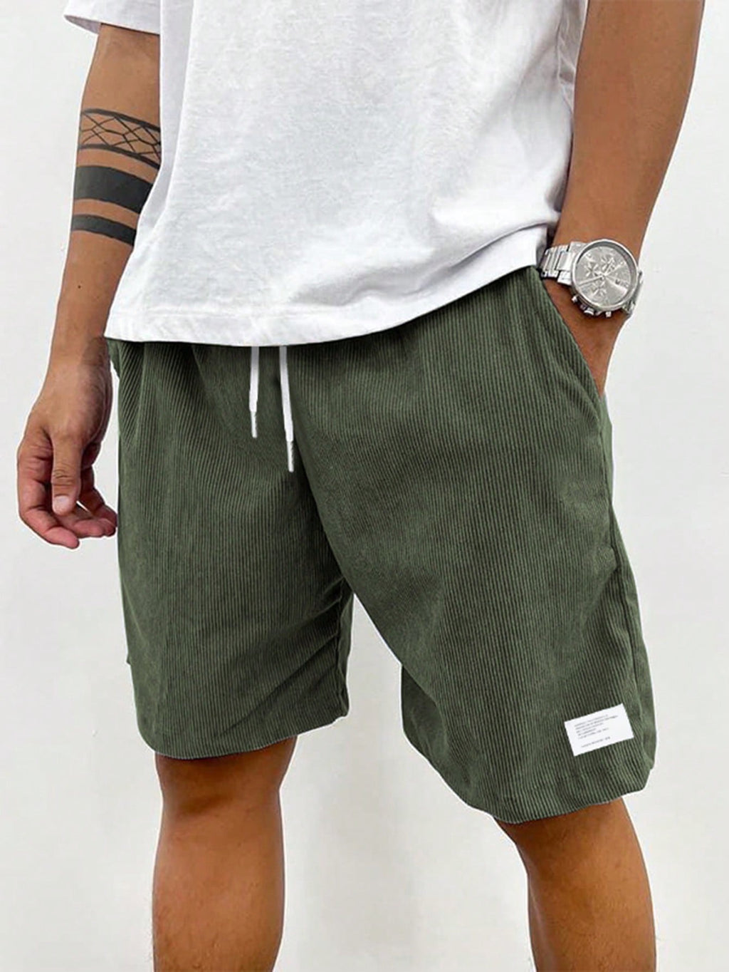 Mens Shorts Elastic Waist Drawstring Relaxed Fit Five Color