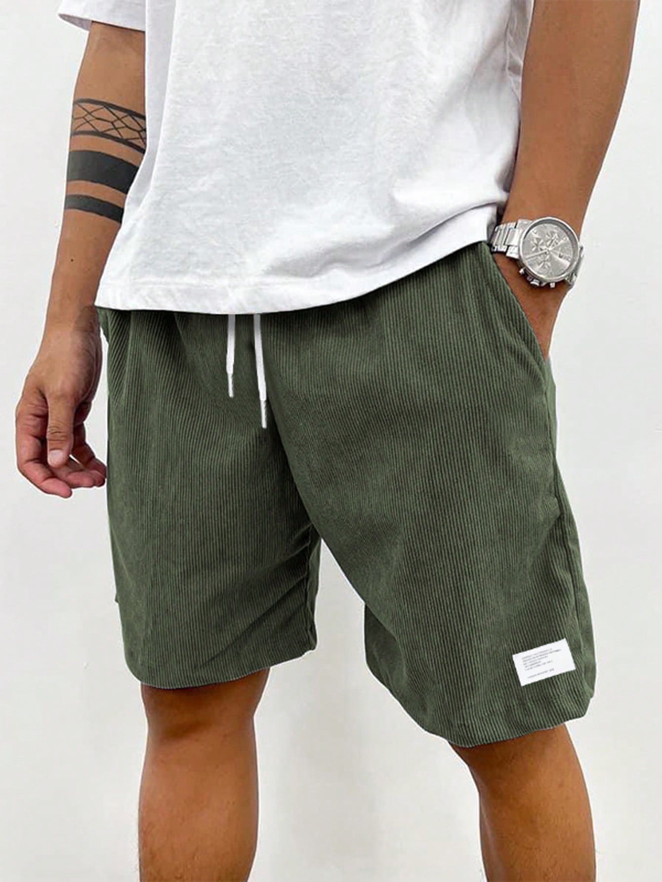 Mens Shorts Elastic Waist Drawstring Relaxed Fit Five Color