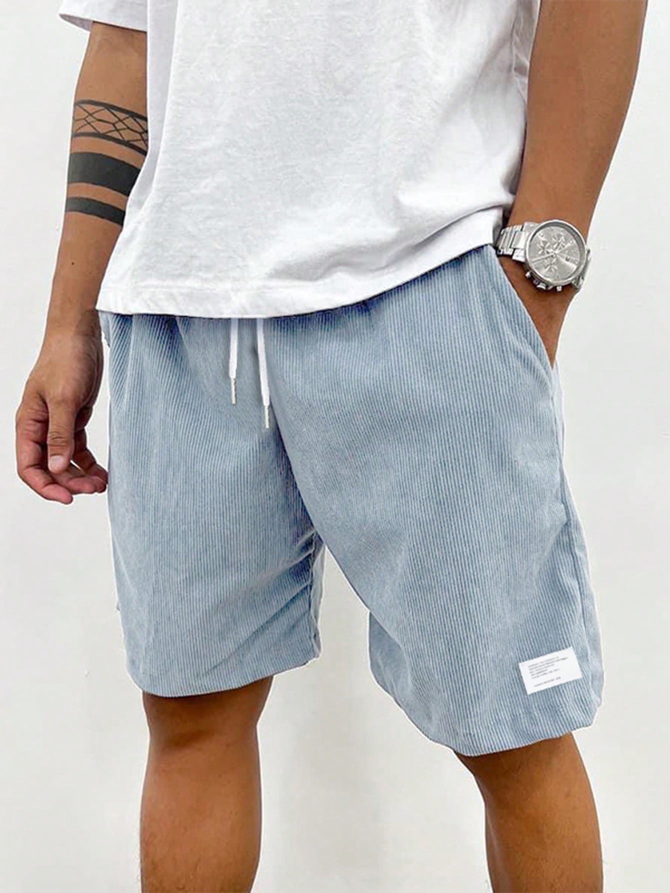 Mens Shorts Elastic Waist Drawstring Relaxed Fit Five Color
