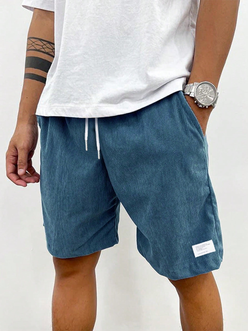 Mens Shorts Elastic Waist Drawstring Relaxed Fit Five Color