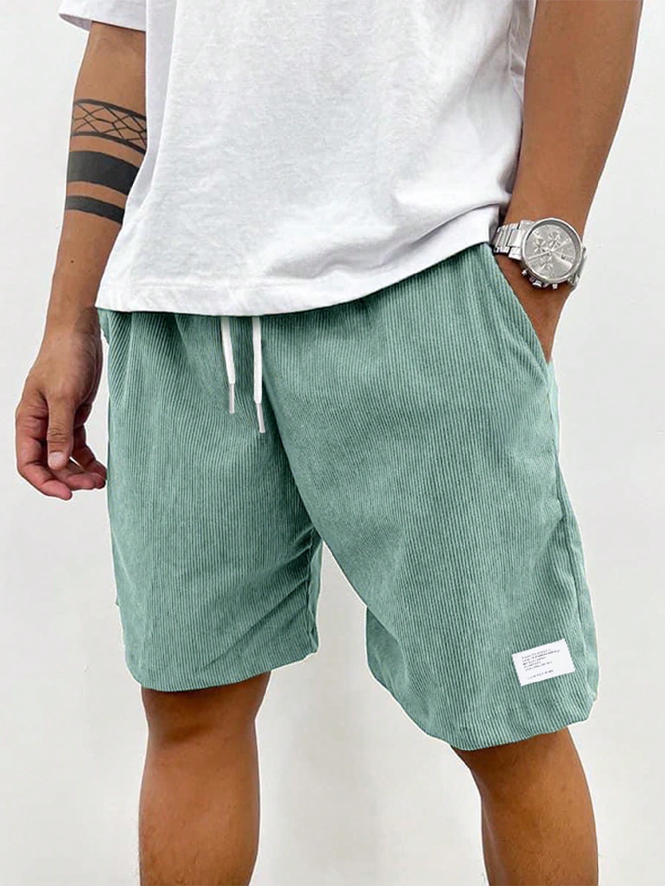 Mens Shorts Elastic Waist Drawstring Relaxed Fit Five Color