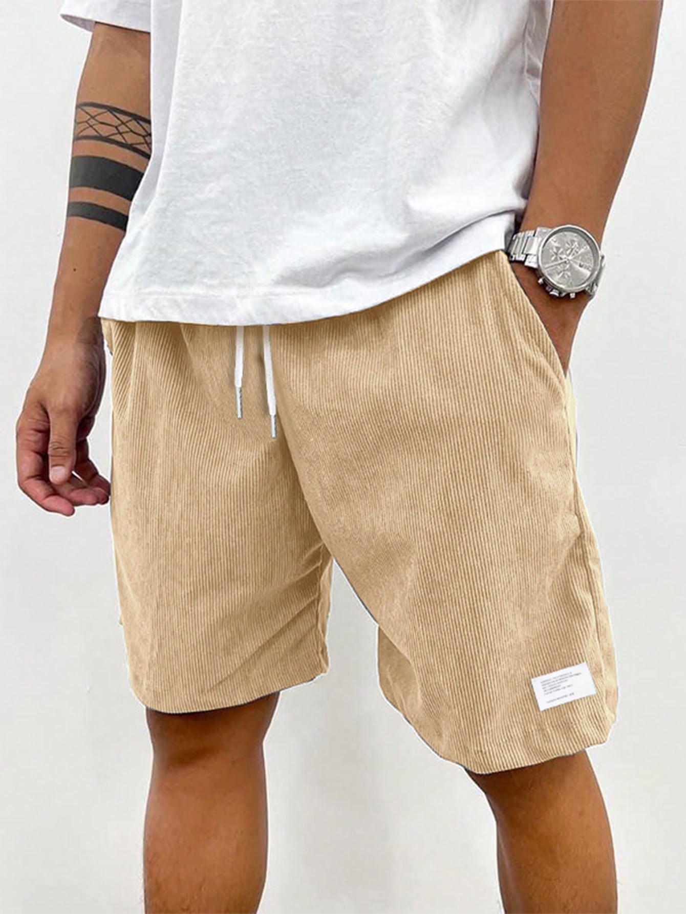 Mens Shorts Elastic Waist Drawstring Relaxed Fit Five Color
