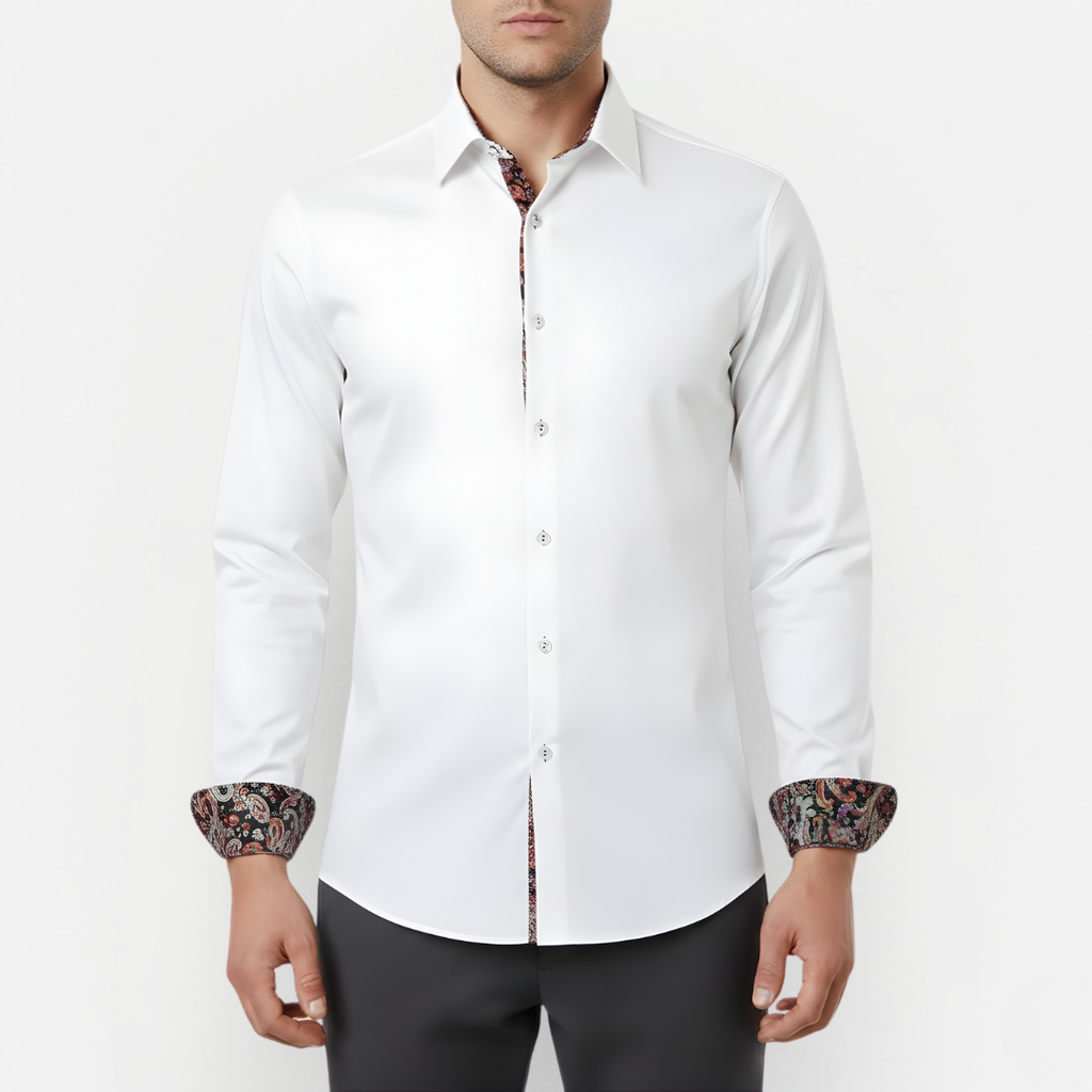 Mens Paisley Print Shirt Long Sleeve Four Color