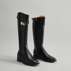 Knee High Boots Belt Detail Block Heel Fall Winter