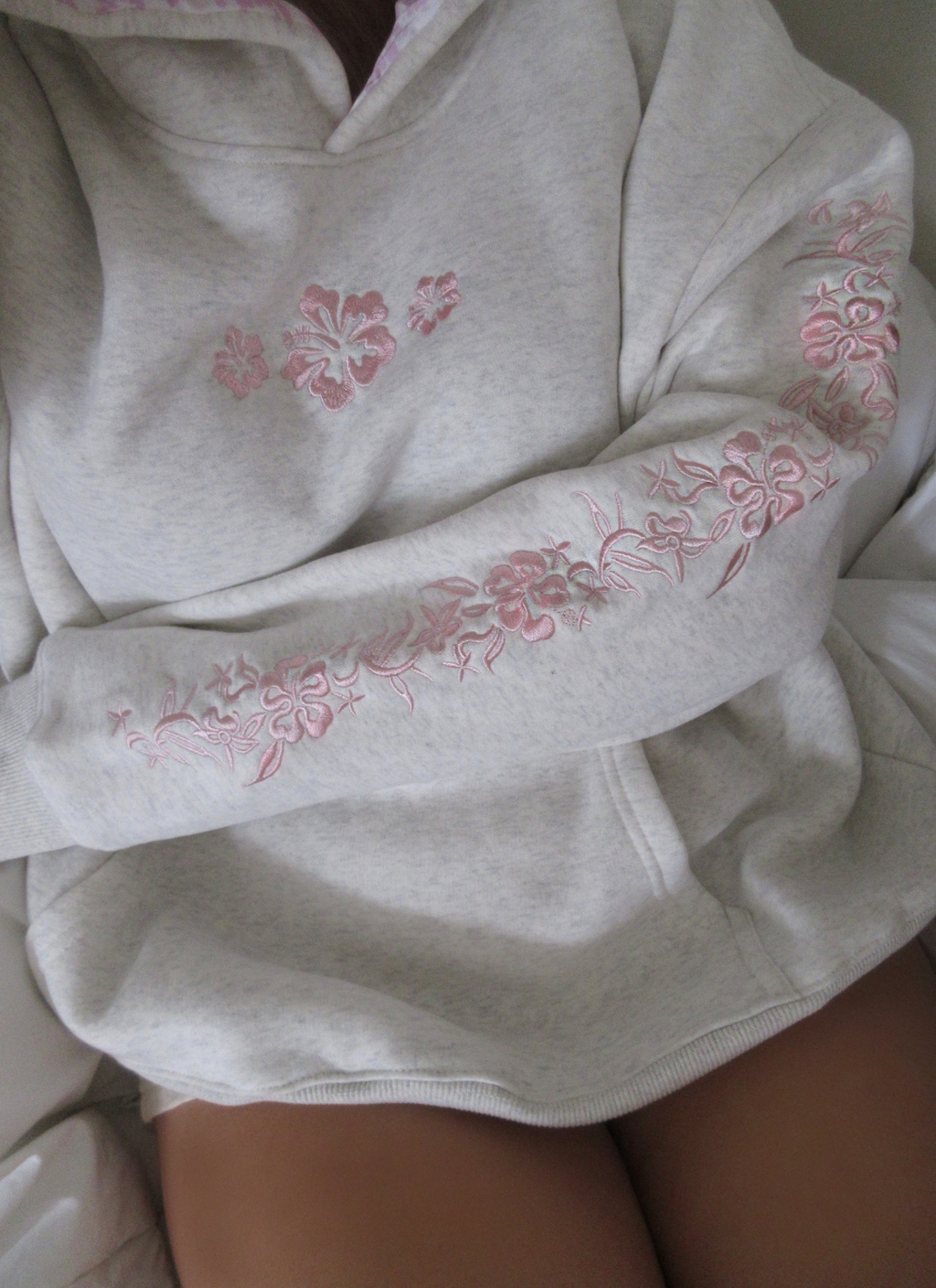 Hibiscus Print Hoodie Graphic Fleece Fall Casual Pullover