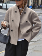 Women's Loose Fit Jacket Button Closure Relaxed Everyday
