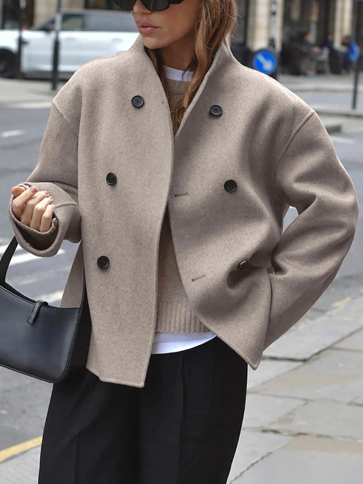 Women's Loose Fit Jacket Button Closure Relaxed Everyday
