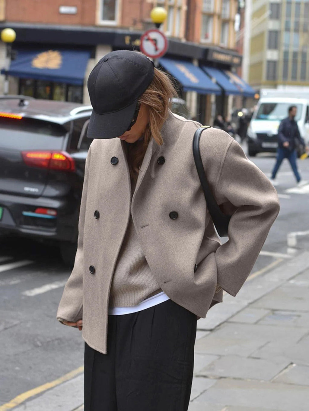 Women's Loose Fit Jacket Button Closure Relaxed Everyday