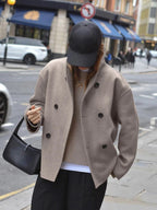 Women's Loose Fit Jacket Button Closure Relaxed Everyday