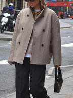 Women's Loose Fit Jacket Button Closure Relaxed Everyday