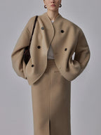 Women's Loose Fit Jacket Button Closure Relaxed Everyday