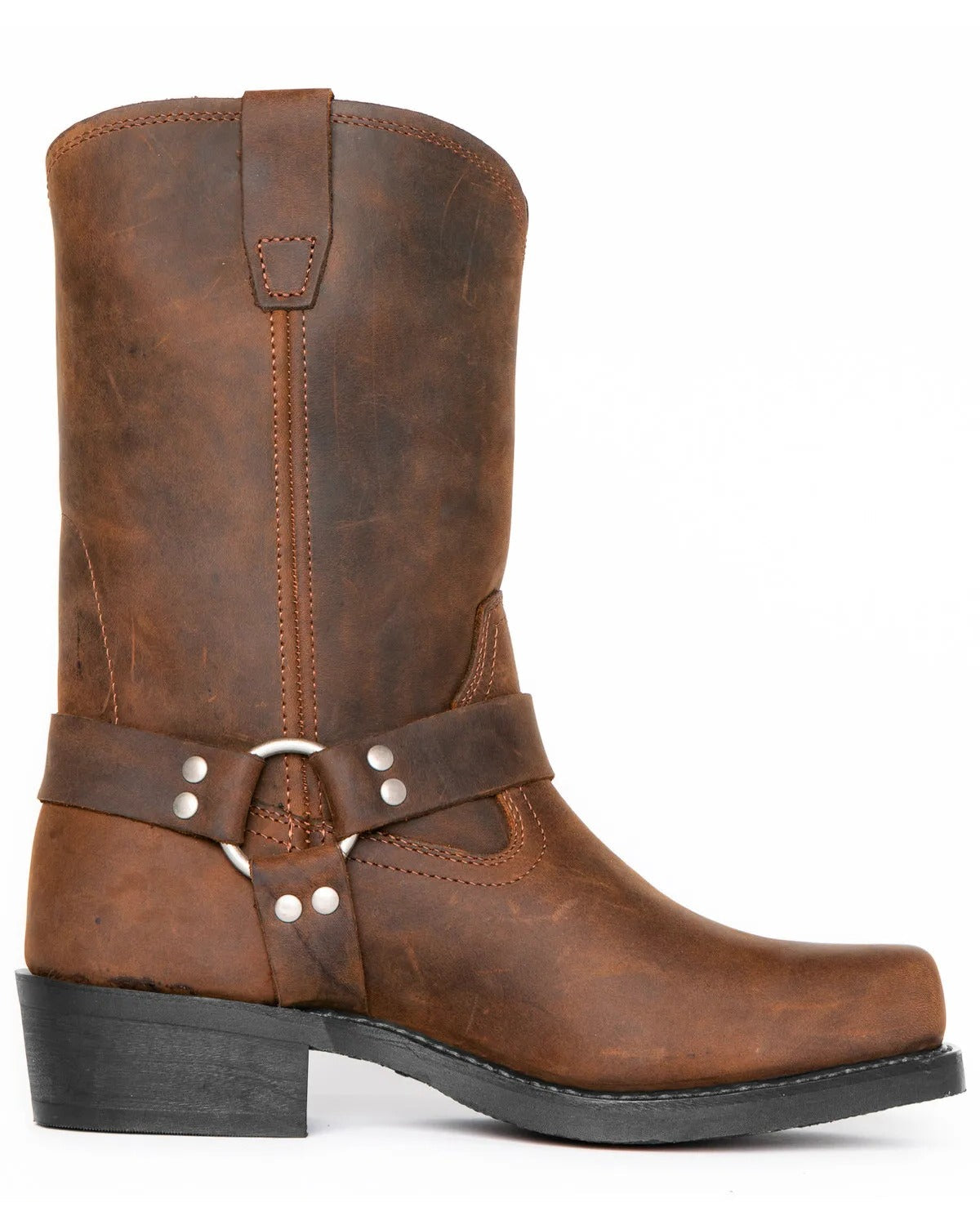 Men's Harness Boots Tall 11 Inch Leather Buckle Black