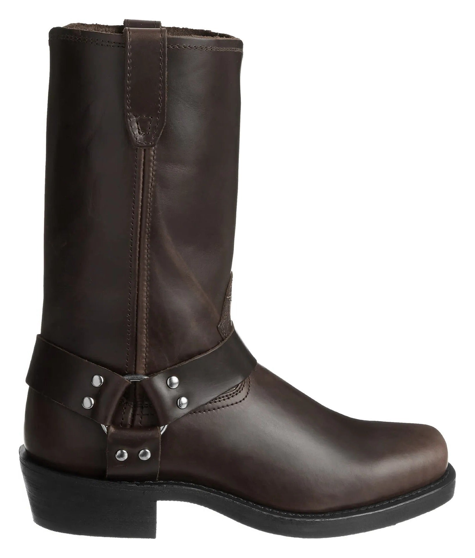 Men's Harness Boots Tall 11 Inch Leather Buckle Black