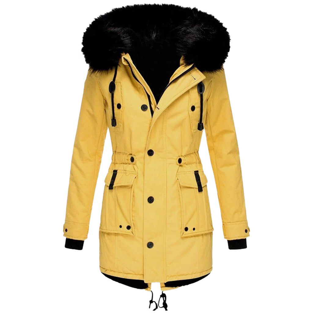 Women's Parka Coat Hooded Winter Padded Elegant Warm