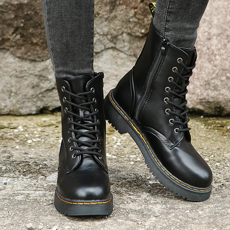 Women's Boots Lace Up Side Zip Rubber Sole Comfort