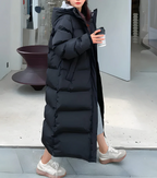 Women's Long Winter Jacket Hooded Windproof Lined Pockets