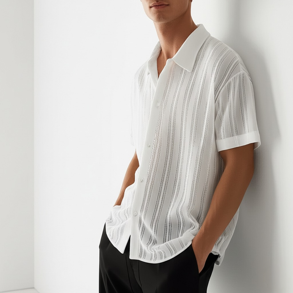 Mens Polo Open Collar Short Sleeve Four Color