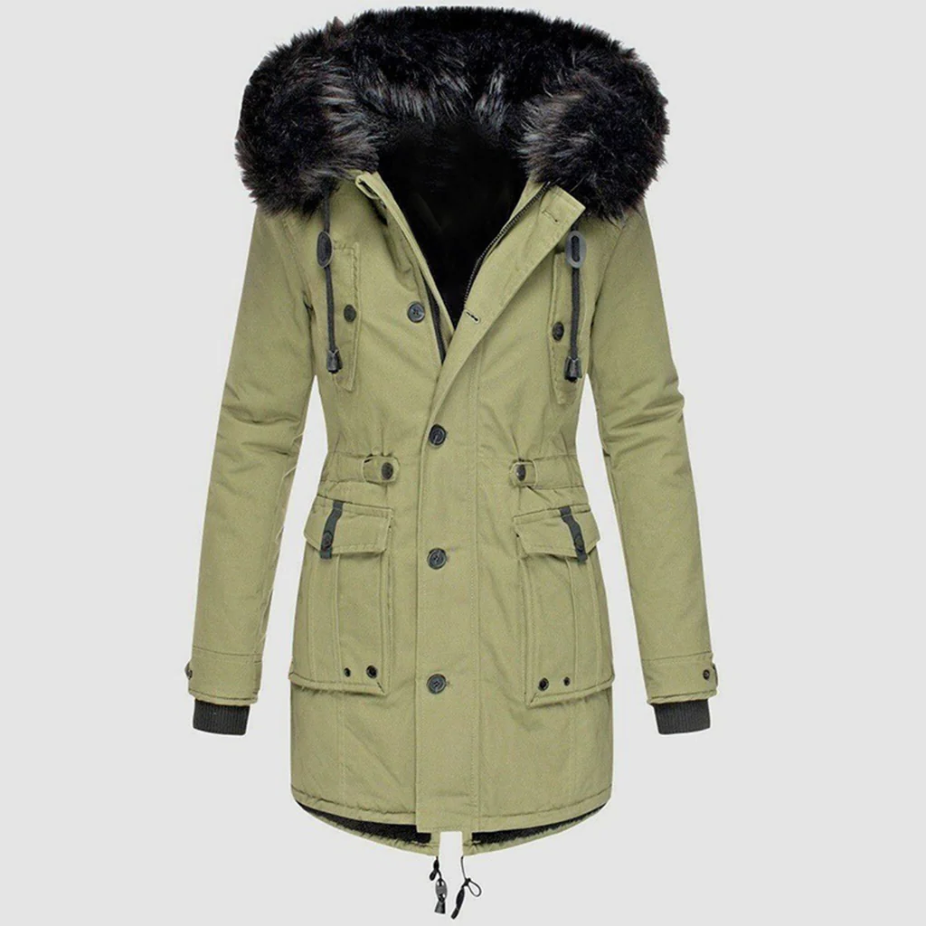 Women's Parka Coat Hooded Winter Padded Elegant Warm
