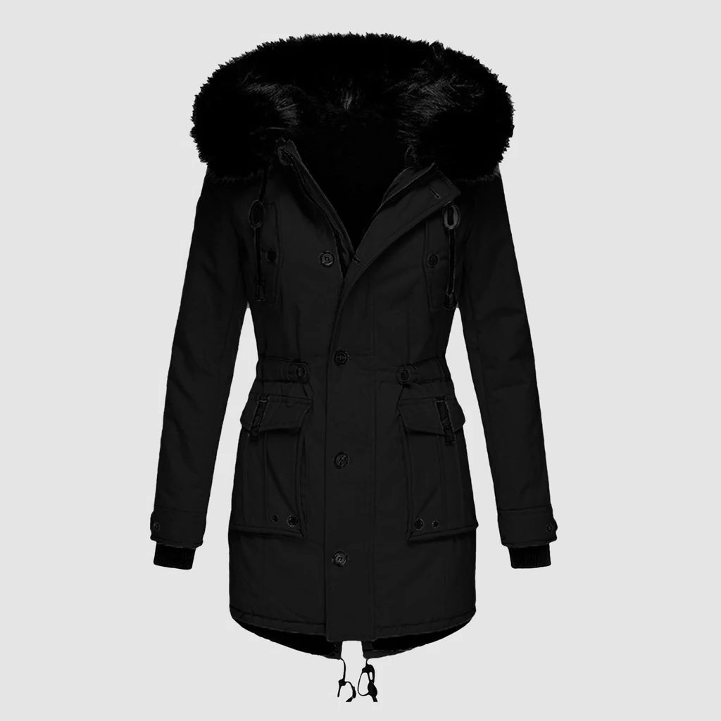 Women's Parka Coat Hooded Winter Padded Elegant Warm