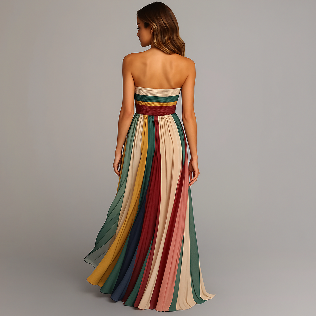 Strapless Pleated Maxi Dress