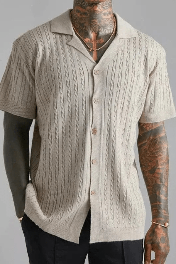 Womens Jacquard Top Round Neck Tan