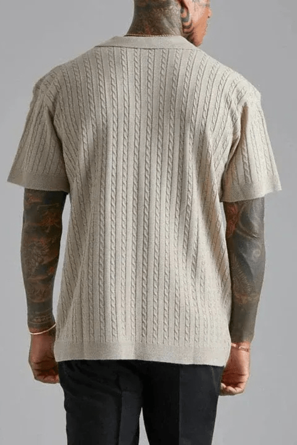 Womens Jacquard Top Round Neck Tan