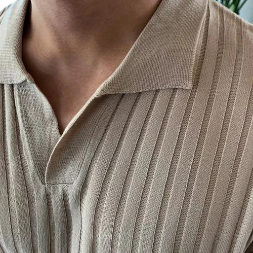 Mens Ribbed Cotton Polo Shirt