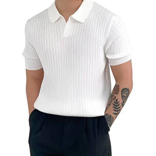 Mens Ribbed Cotton Polo Shirt