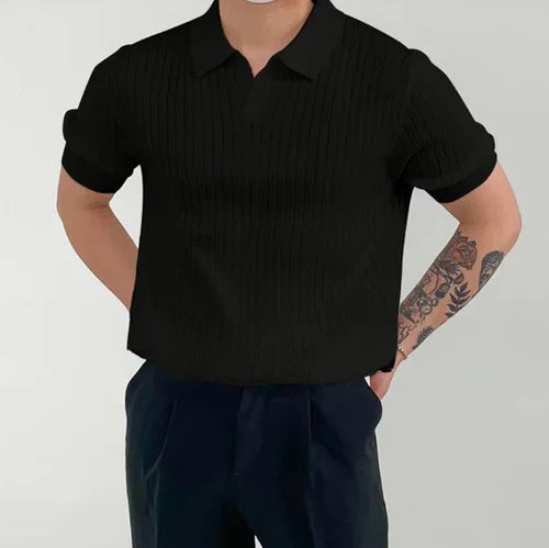 Mens Ribbed Cotton Polo Shirt