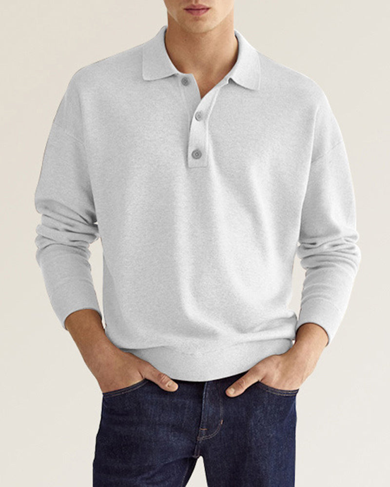 Mens Long Sleeve Polo Button Closure