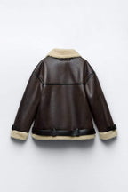 Women's Jacket Lapel Faux Material Water Repellent Elegant