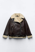 Women's Jacket Lapel Faux Material Water Repellent Elegant