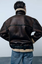 Women's Jacket Lapel Faux Material Water Repellent Elegant