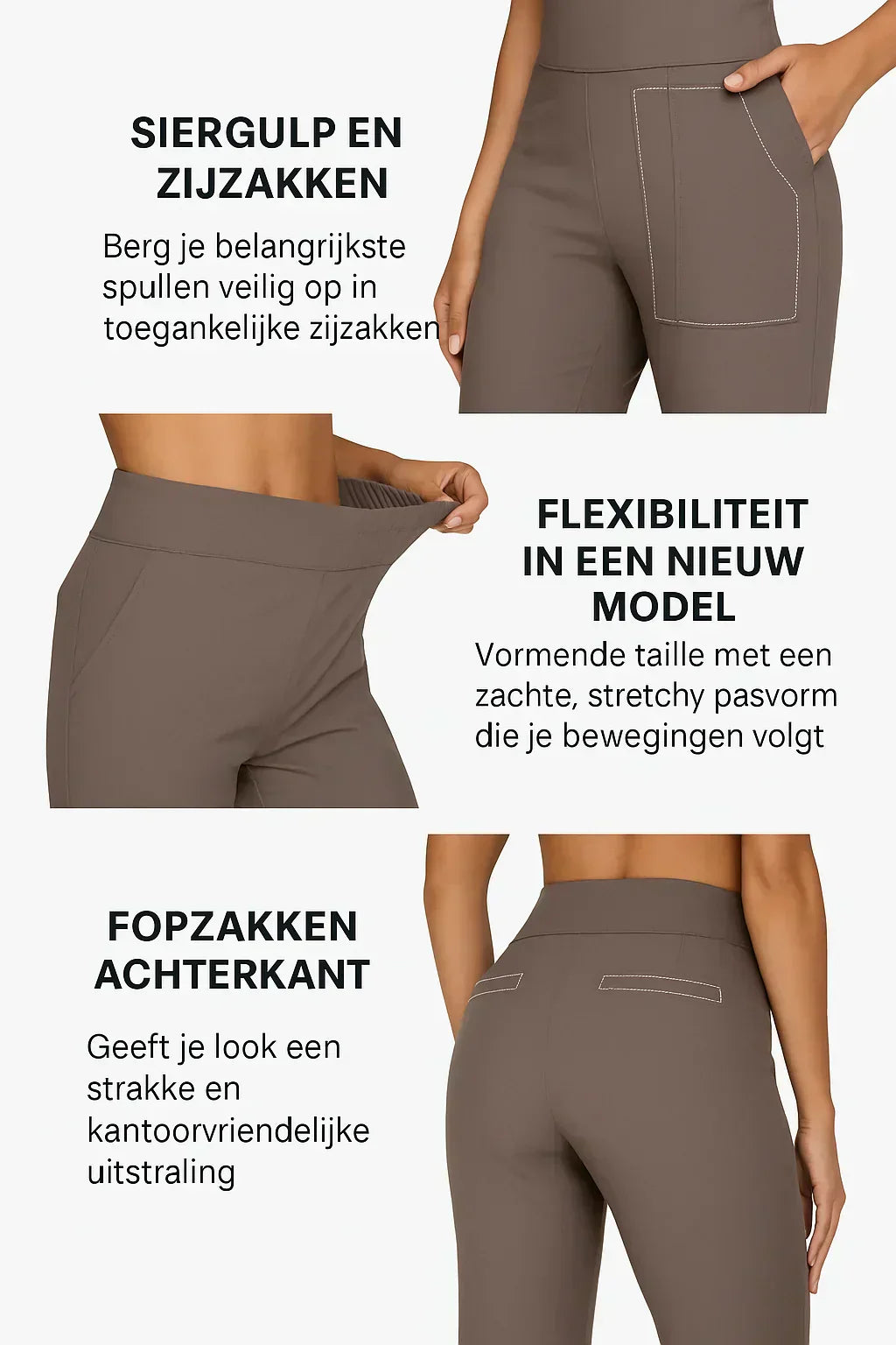 Soft Jersey Trousers Straight Leg Elastic Waist Pockets