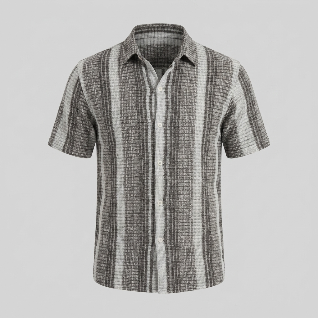 Mens Striped Shirt Short Sleeve Two Color Eight Size