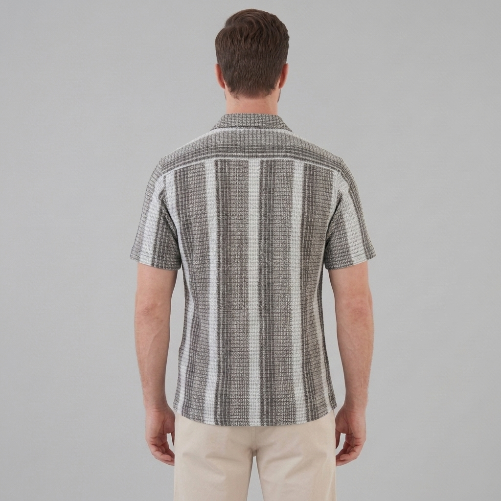 Mens Striped Shirt Short Sleeve Two Color Eight Size