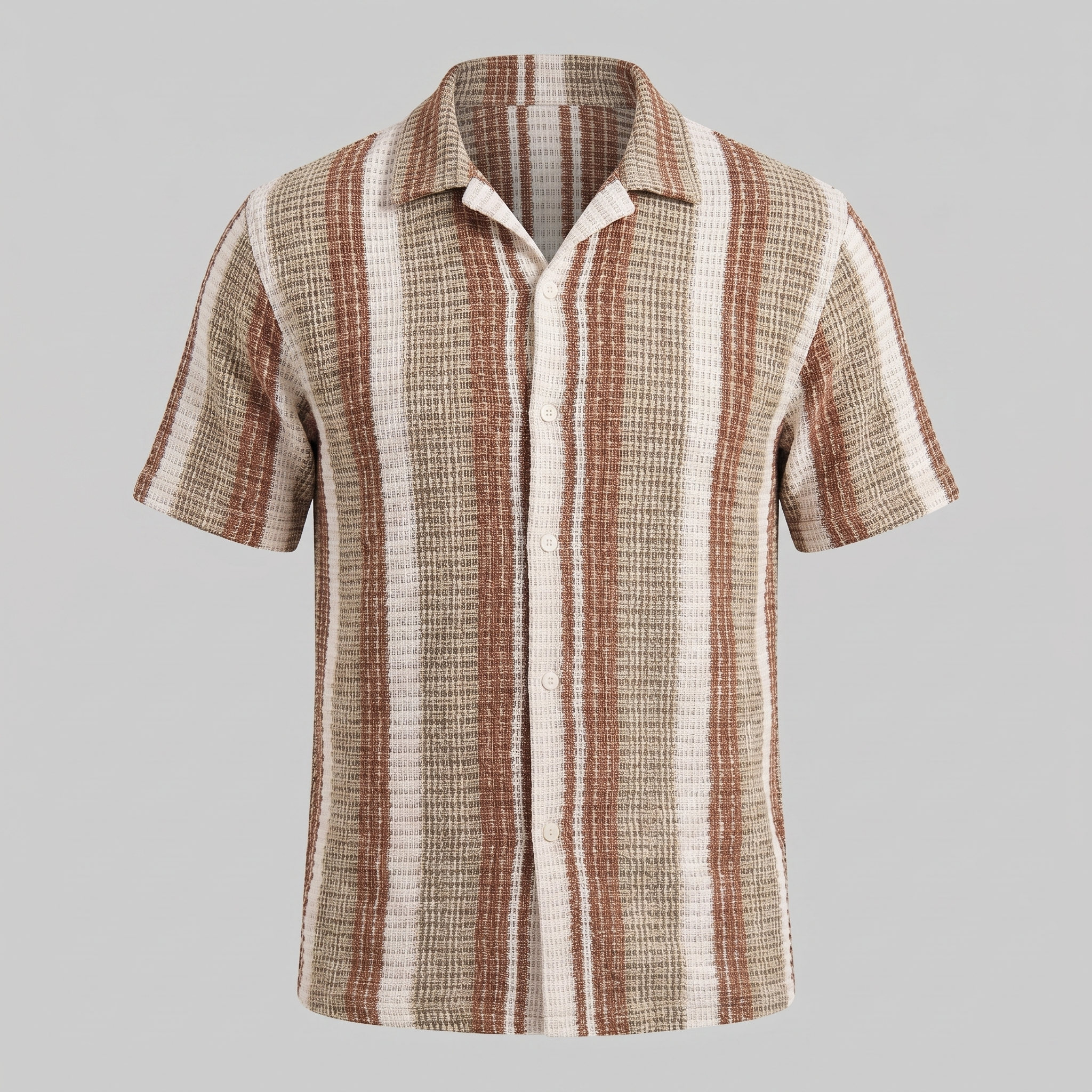 Mens Striped Shirt Short Sleeve Two Color Eight Size