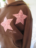 Leopard Star Hoodie Satin Patch Embroidered Cocoa Brown
