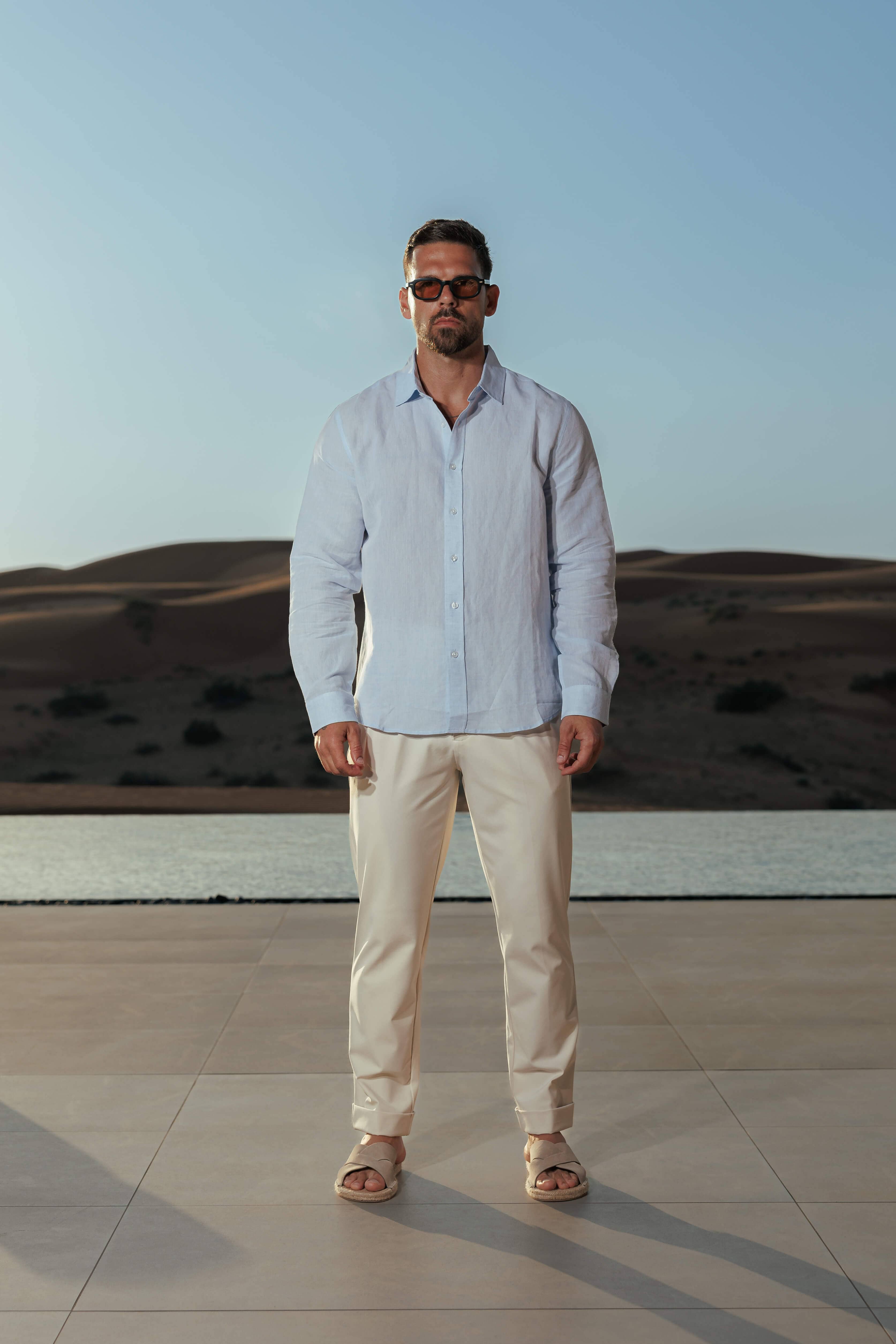 Mens Linen Shirt Long Sleeve Summer Four Size