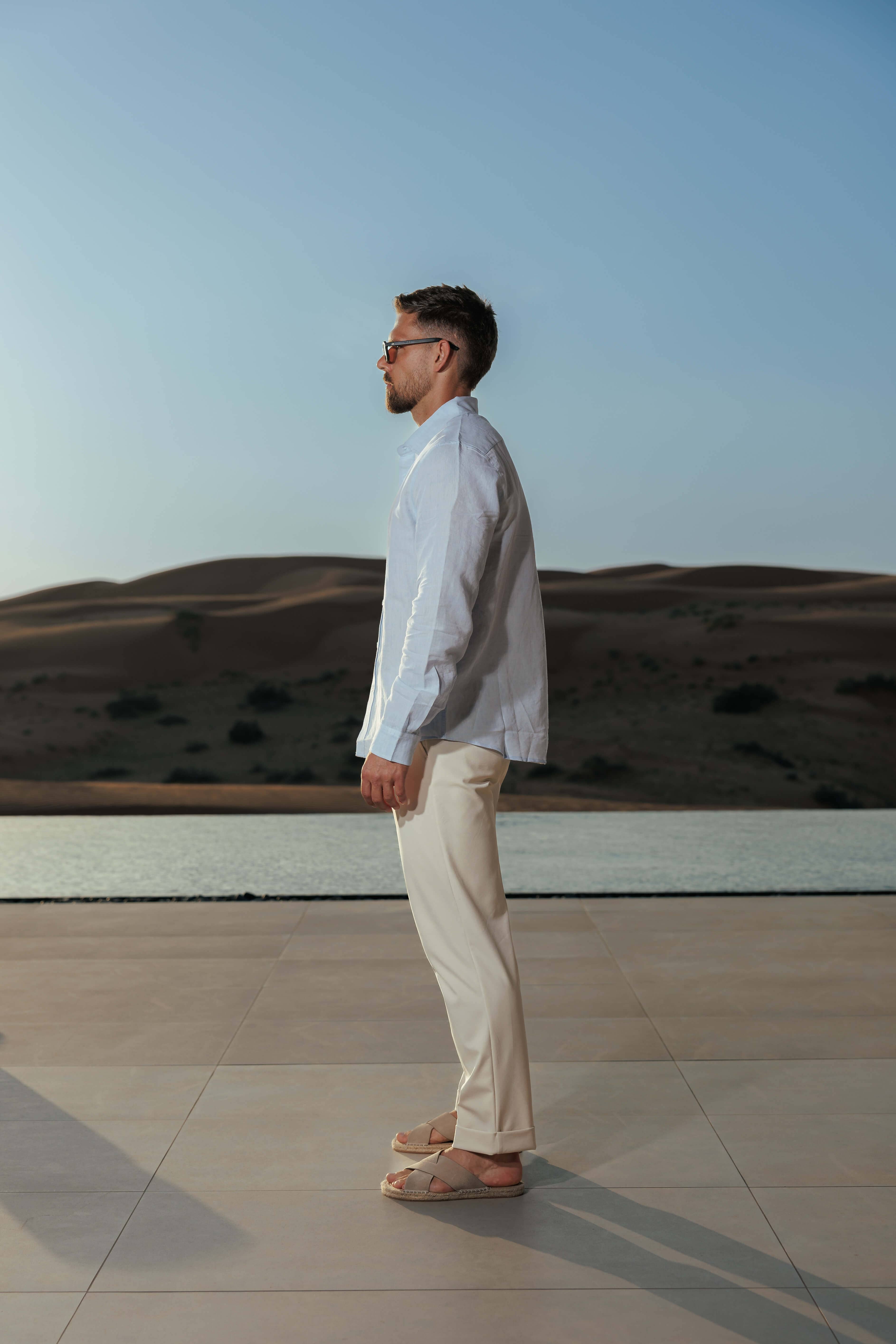 Mens Linen Shirt Long Sleeve Summer Four Size