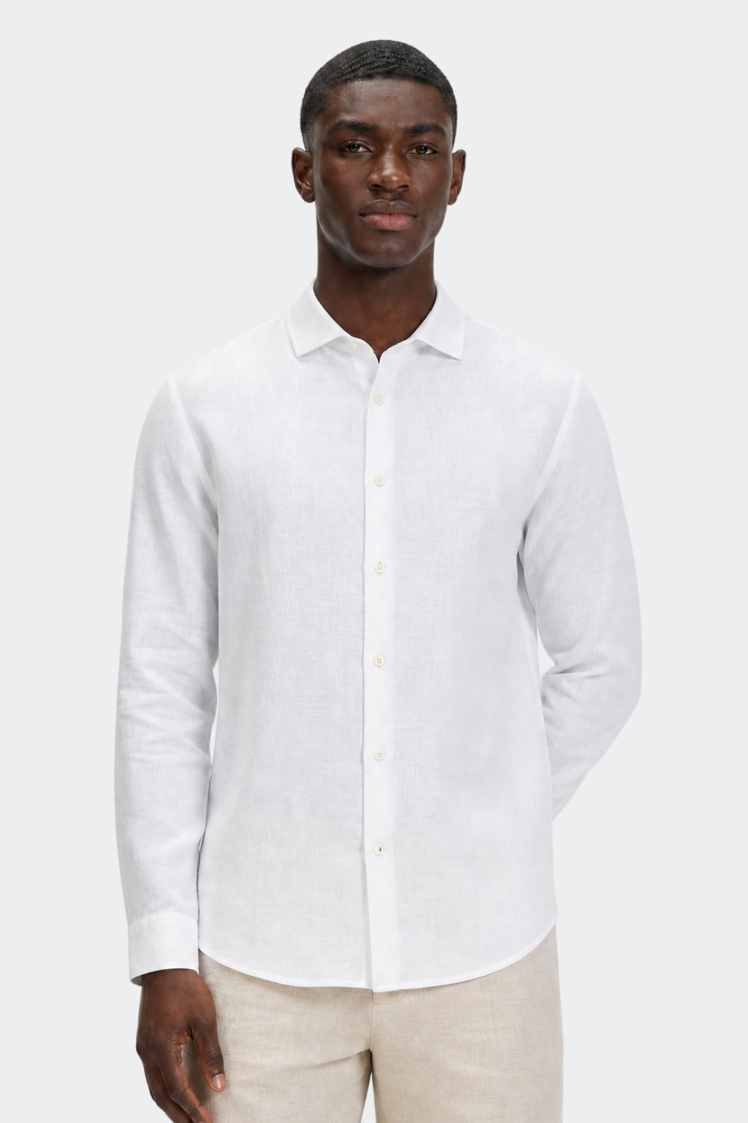 Mens Linen Shirt Spread Collar Relaxed Fit Five Color