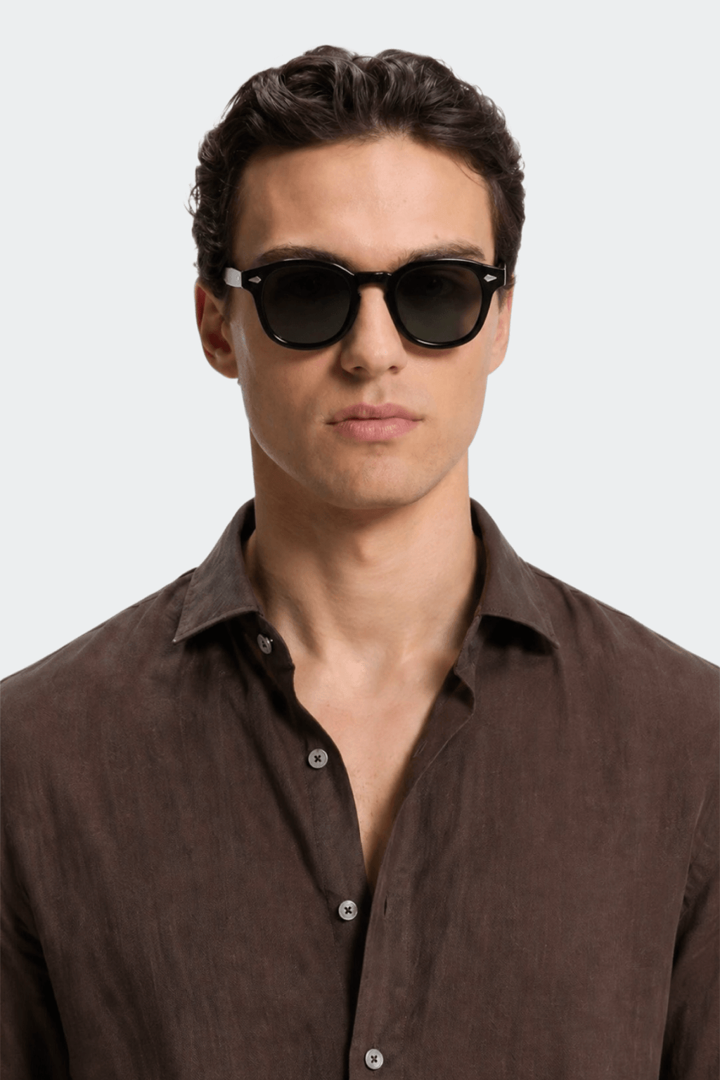 Mens Linen Shirt Spread Collar Relaxed Fit Five Color