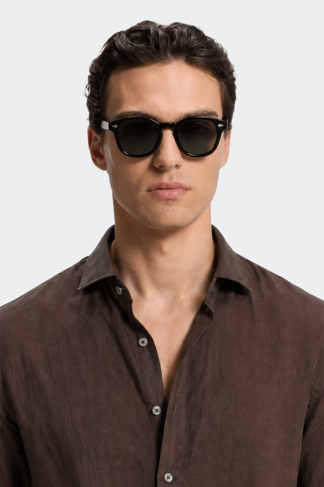Mens Linen Shirt Spread Collar Relaxed Fit Five Color