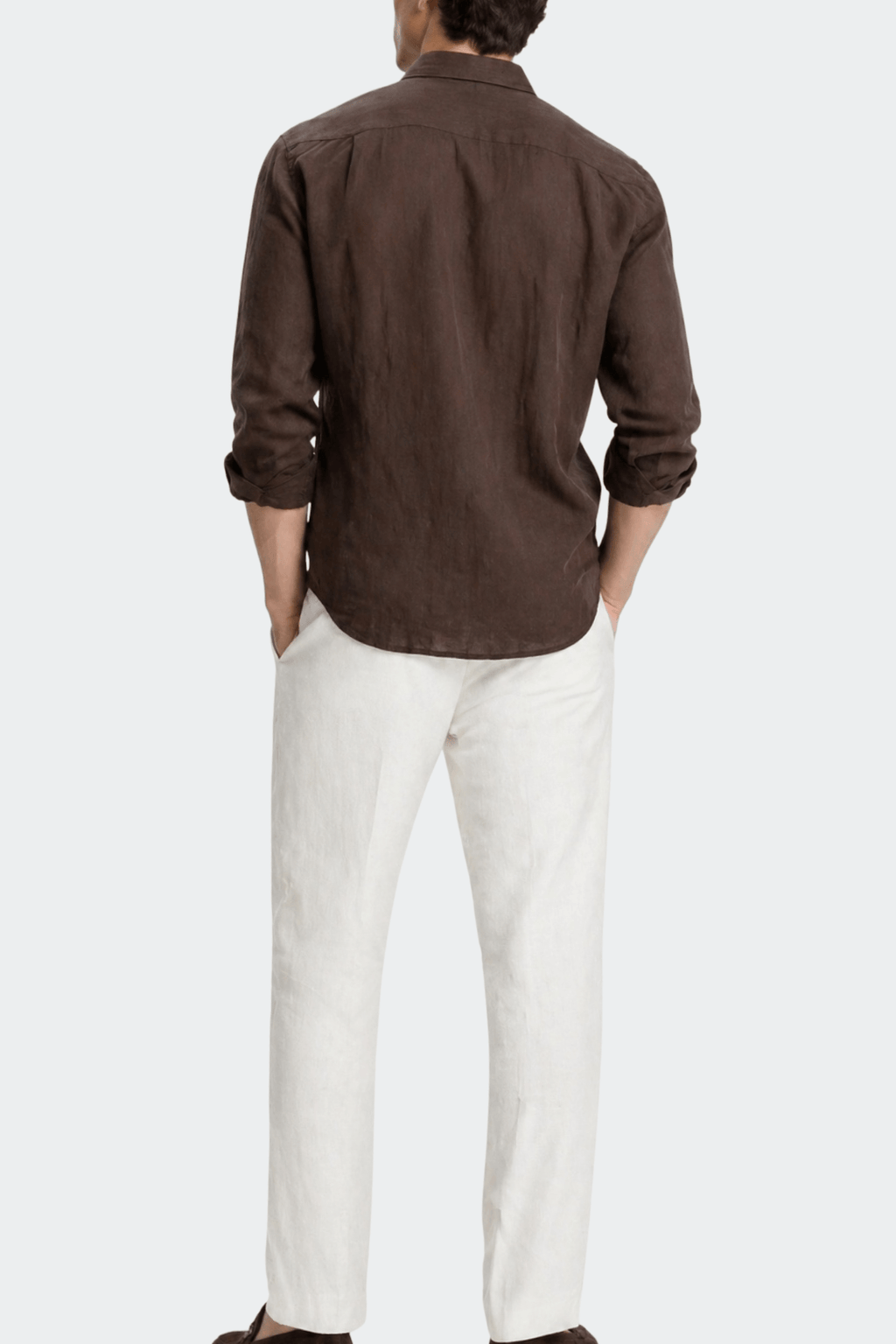 Mens Linen Shirt Spread Collar Relaxed Fit Five Color
