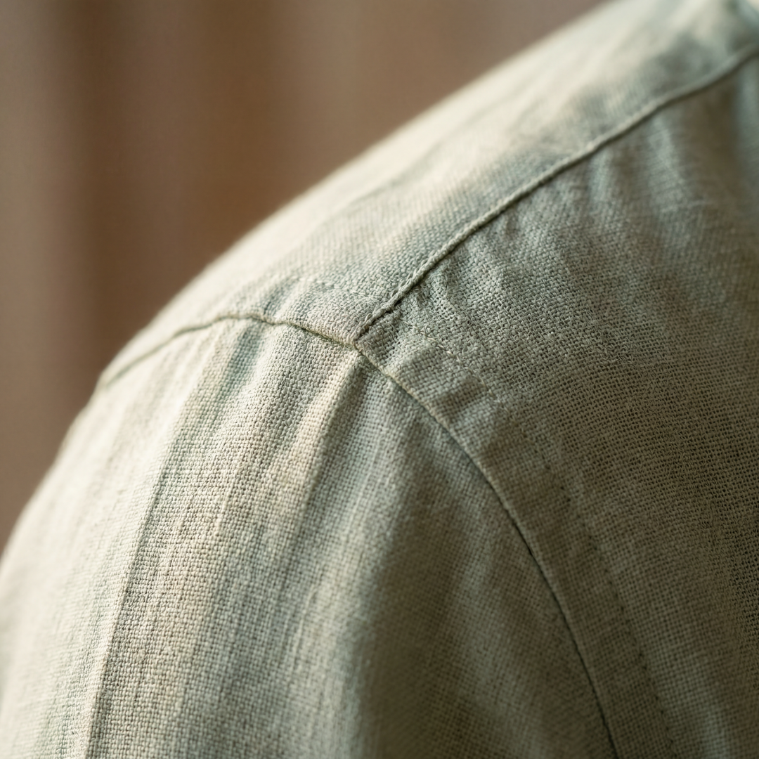 Mens Linen Shirt Long Sleeve Chest Pocket Five Color