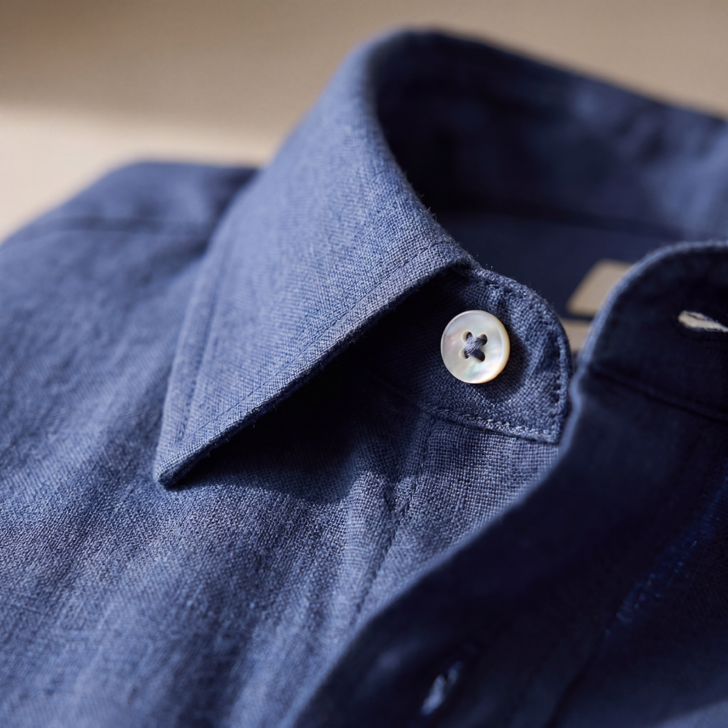 Mens Linen Shirt Long Sleeve Chest Pocket Five Color
