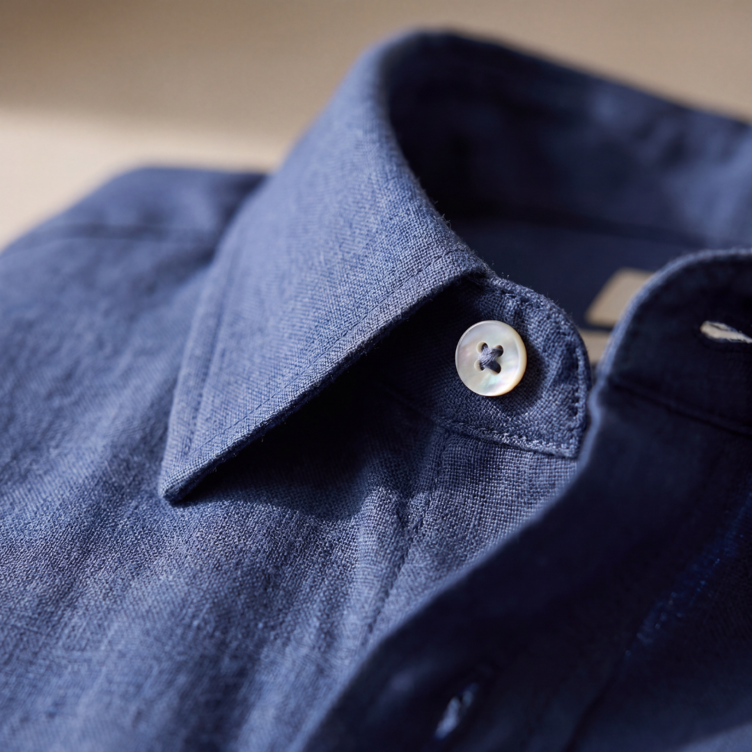 Mens Linen Shirt Long Sleeve Chest Pocket Five Color